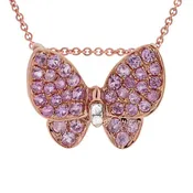 0.01ct Diamond & 0.38ct Pink Sapphire 18k Rose Gold Butterfly Pendant