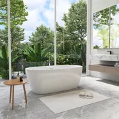 Beyaz 59" x 32" Flatbottom Freestanding Acrylic Soaking Bathtub in Glossy White with Drain and Integrated Overflow