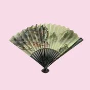 A LITTLE BREEZE 1950's Gold Speckled Asian Hand Fan — Carmine & Hayworth Vintage