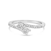 10K White Gold 1/4 Cttw Two-Stone Diamond Bypass Engagement Ring