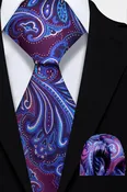 Aqua Blue &amp; Purple Paisley Tie  Set – 2 Piece