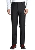 (36W, 38W, 46W) Black Pre-Hemmed Regular Fit Dress Pants