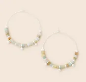 Amazonite Disc Hoop Earring