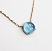 14kt Round Cabochon Milky Aquamarine Pendant — Jackson Grey Jewelers
