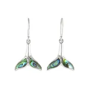 Starborn Abalone Shell Whale Tail Earrings in Sterling Silver