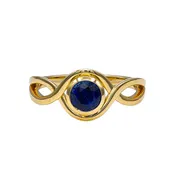 0.86 Carat Round Sapphire Ring in 14K Yellow Gold
