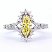 Fancy Intense Yellow 0.76 Carat Marquise Diamond Engagement Ring 1.01 CTW in Platinum