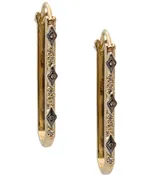 18K Yellow Gold Old World Paperclip Earrings with Diamonds