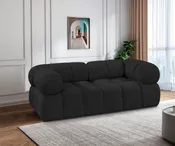 Ames 68" Boucle Fabric Upholstered 2-Pc Modular Loveseat - Black