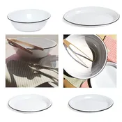 12.5″ White Tin with Black Trim Round Tray