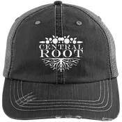 Central Root Distressed Unstructured Trucker Cap