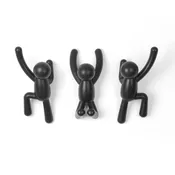 BUDDY WALL HOOKS SET OF 3 BLACK