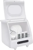 1200W Portable Mini Dishwasher Countertop with 5L Built-in Water Tank for Apartments& RVs, 5 Programs, 360° Dual Spray