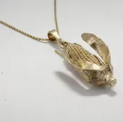 14kt Gold Corn Cob Necklace with Gold Corn Cob