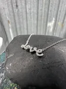 14K White Gold Diamond Love Necklace — Blueground