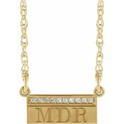 14K .05 CTW Diamond Monogram Bar Necklace