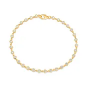 1.28ct Station Diamond Bezel Tennis Bracelet - Yellow Gold