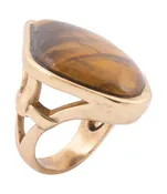 Abstract Brown Tiger's Eye Golden Statement Ring