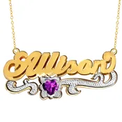 Double Plated Name "Allison" Necklace with Birthstone