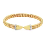 Antonio Papini 0.09ct Diamond Tubogas Cuff Bracelet 18K Yellow Gold
