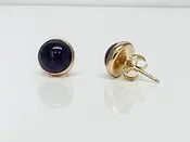 Amethyst Cab Studs in 14kt