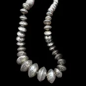 22.5" Vintage Sterling Stamped Disc Bead Necklace - NMH80