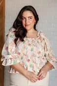 Afternoon in the garden Smocked Elastic Blouse