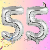 32″ Silver Number 55 Balloons