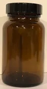150 cc Amber Glass Wide Mouth Bottle With Black Cap and PV Liner