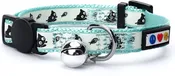 Glow in the Dark Cat Collar with Breakaway Safety Buckle & Bell Adjustable Kitten Collar, Teal
