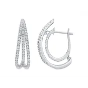 10K White Gold Diamond Split Moveable Hoop Earrings