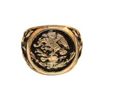 14k Yellow Gold Mexican Eagle Round Men’s Ring
