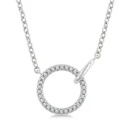 10Kt White Gold 0.10cttw Diamond You & Me Interlocking Circle Petite Pendant