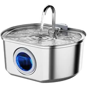 Cat Water Fountain Stainless Steel: 108oz/3.2L Cat Fountain for Drinking- Pet Water Fountain for Cats Inside – Automatic Cat Water Dispenser Bowl – Cat Feeding & Watering Supplies – Water Level Window