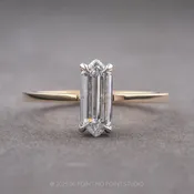 1.01 Carat Clear Hexagon Diamond Engagement Ring, Basket Jane Setting, 14K Yellow Gold