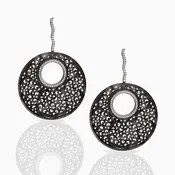 Black Jade Diamond Platinum Earrings