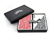 Copag 1546 100% Plastic Playing Cards - Bridge Size (Narrow) Regular Index Black/Red Double Deck Set
