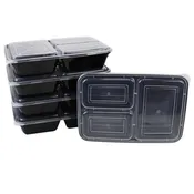 Home Basic 10 Piece 3 Compartment BPA-Free Plastic Meal Prep Containers, Black $3.00 EACH, CASE PACK OF 12