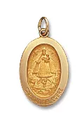 14K Gold Caridad Del Cobre Medal Oval 5/8 Inch Solid