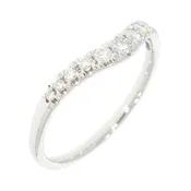 14K White Gold and 0.25ctw Diamond Contoured Wedding Band