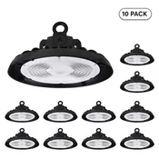 [10-Pack] Lumight UFO LED Round High Bay Light – 200W/250W/300W Selectable, 3CCT (3500K/4000K/5000K), 32,000–48,000 Lumens, 120–277V, 0–10V Dimmable, Black/White Finish – Industrial & Commercial High-Ceiling Fixture