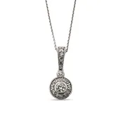 0.30ctw Round Brilliant Natural Diamond Halo Pendant Necklace in 14k White Gold