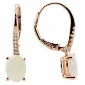 10K Rose Gold Australian Opal & Diamond Earrings