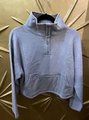 Acid Wash Crop Pullover (w/ Pockets & Snap Buttons)