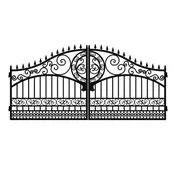 16x7 ft Dual Swing Driveway Steel Gate with European Style