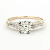 Vintage 14 Karat Gold Engagement Ring With 0.58 Carat Old European Cut Diamond EGL – K SI1