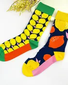 AB-Sided Oil Painting Lemon Creative Crew Socks