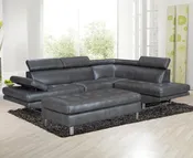 IBIZA GRAY LEATHER GEL SECTIONAL AND OTTOMAN SET (LIMITED TIME SALE)
