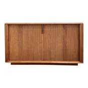 Brazilay  Walnut Low Profile Credenza with Tambour Sliding Doors
