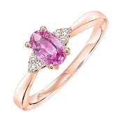10Kt Rose Gold Diamond 1/25Ctw & Pink Tourmaline 1/3Ctw Ring